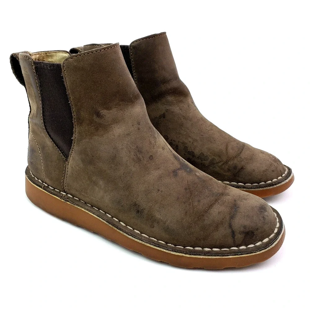 LL Bean Stonington Womens Size 6.5 Brown Leather Chelsea Ankle Boots 507144